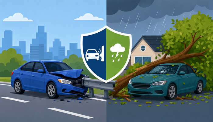 Learn the difference between collision and comprehensive insurance, what each covers, when you need both,...